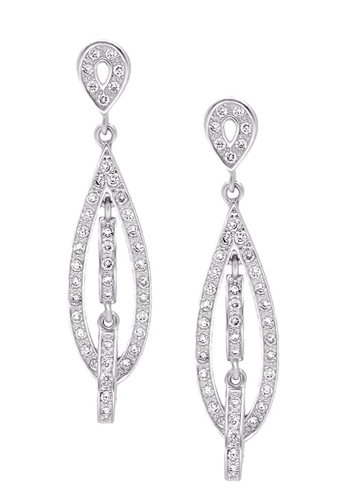 Pendientes oro 1ª ley 750 mmas. (18 k.) con diamante largos oro blanco rfcia.210_1336