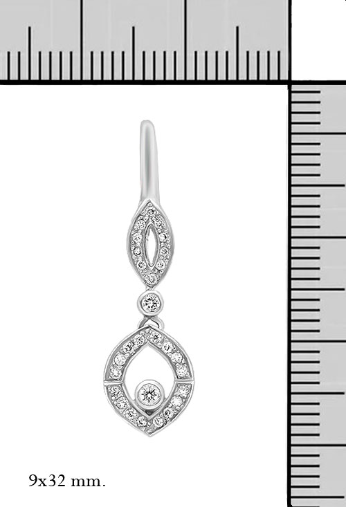 pendientes largos para novia oro blanco 18 kilates con diamantes foto medidas 210_1294_M