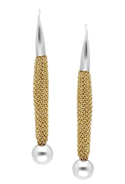 pendientes largos plata bicolor con malla 193_9200500