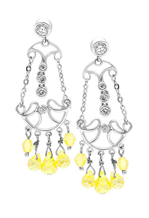 pendientes largos plata con citrinos neoclasicos frontal 132_70993-P-1