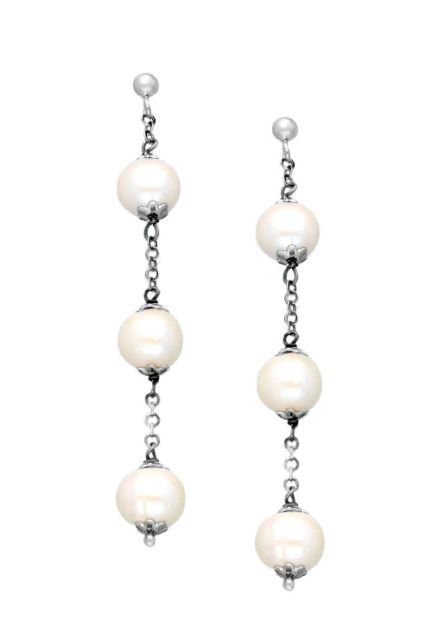 pendientes largos plata y perlas cultivadas precio de ocasion muy baratos vista de frente 144_02-T