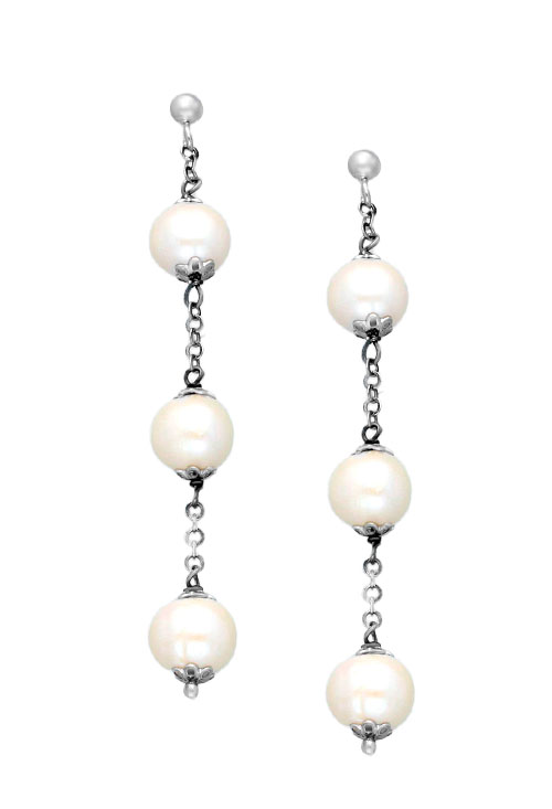 pendientes largos plata y perlas cultivadas precio de ocasion muy baratos vista de frente 144_02-T