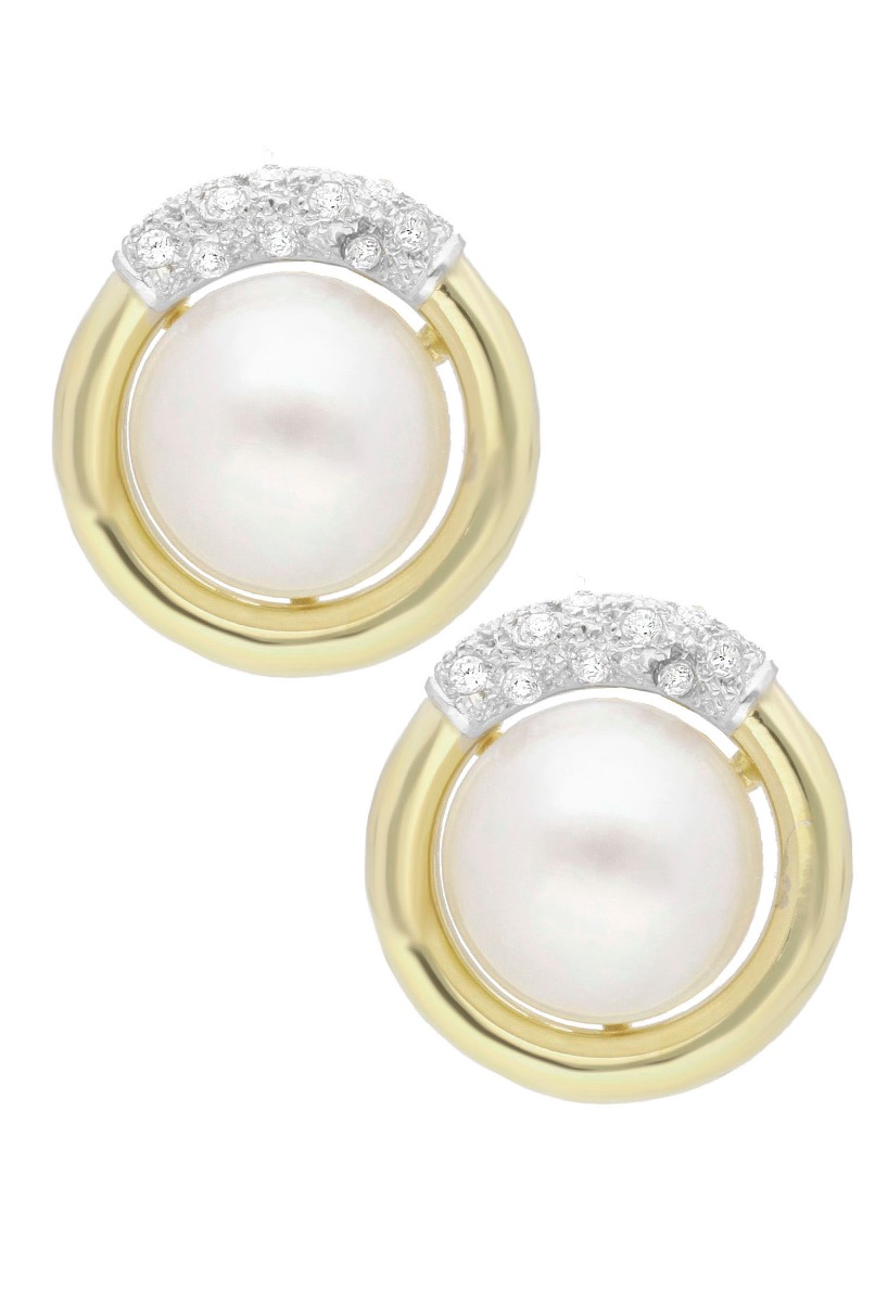 Pendientes oro 1ª ley 750 mmas. (18 k.) aretes con piedras oro bicolor rfcia.025_B-02603