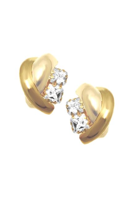 pendientes oro 18 kilates y circonitas para primera comunion foto frontal