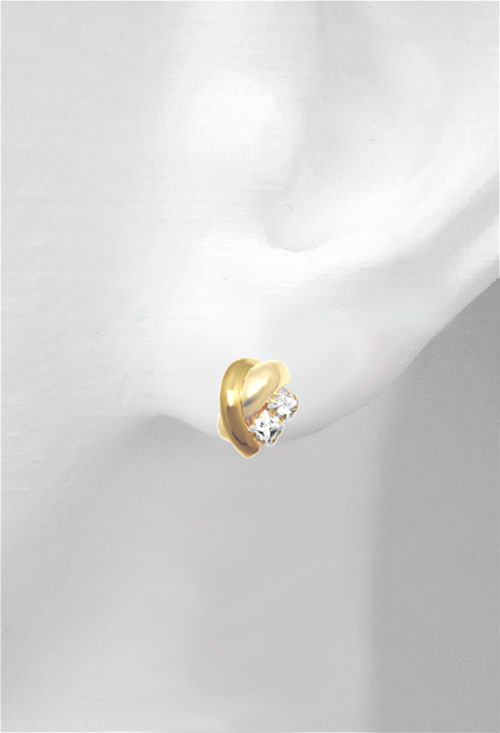 pendientes oro 18 kilates y circonitas para primera comunion foto expositor oreja