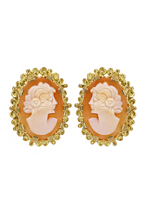 pendientes oro amarillo 18 kilates con camafeo madona vista de frente precio especial barato joyeria online 036_0202_03