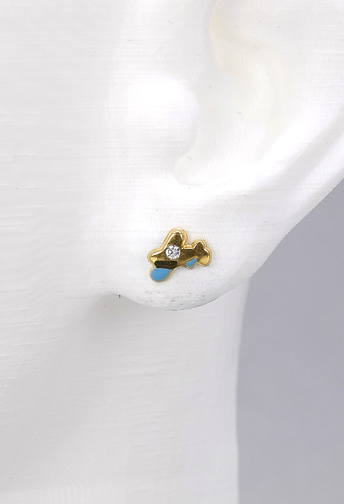 pendientes oro amarillo 18 kilates con circonita y esmaltes foto fronta foto en maniqui oreja precio muy barato outlet de joyeria 057_59375_02