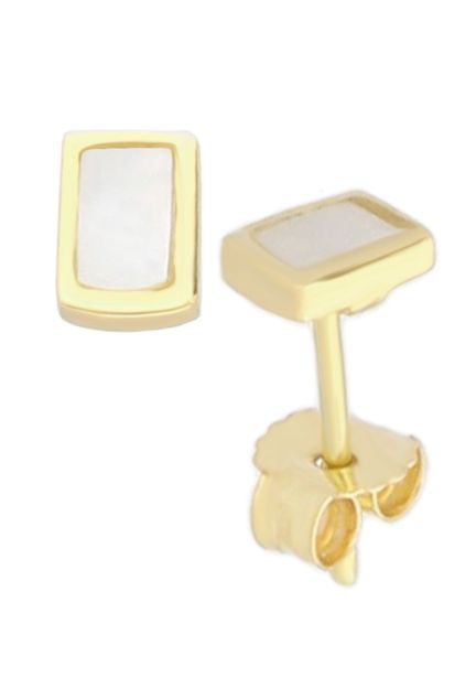 pendientes oro amarillo 18 kilates con nacar sistemas de presion foto lateral