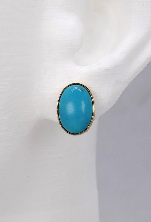 pendientes oro amarillo 18 kilates con turquesas foto modelo oreja 036_0135_02