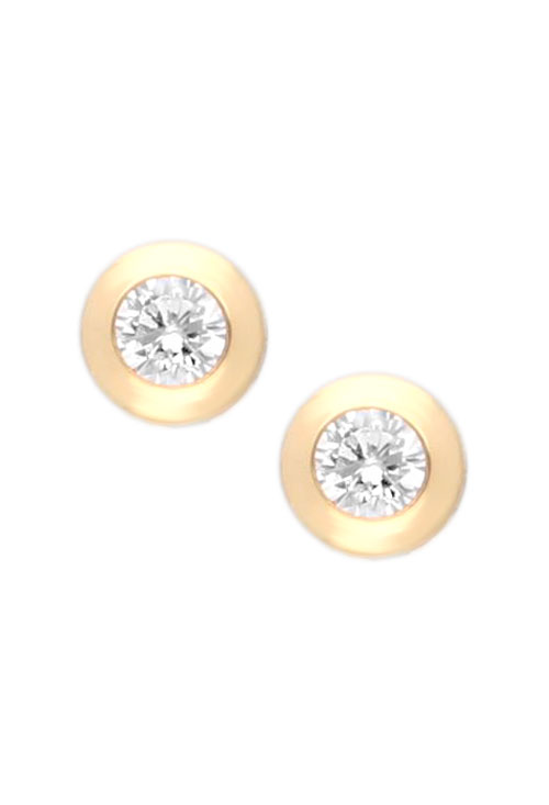 pendientes de oro amarillo 18 ktes tipo chaton vista frontal 234_1958