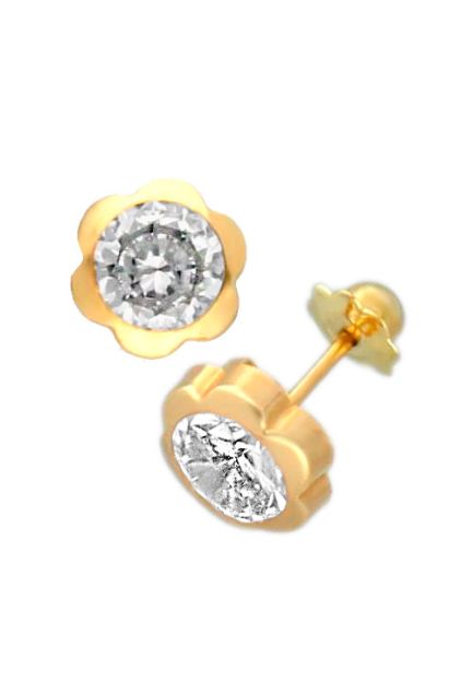 pendientes oro amarillo 18k chatones flor foto lateral 234_1028_01