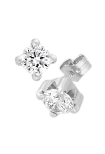 pendientes oro amarillo 18k con circonita en garra 4 patas foto lateral