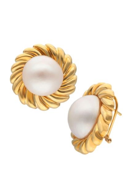 pendientes oro amarillo 18 kilates y perlas japonesas de 17 mm espectacular joya toma lateral