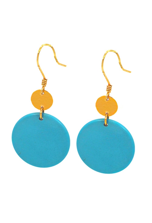 pendientes oro amarillo y turquesas a precio de ocasión 141_3161