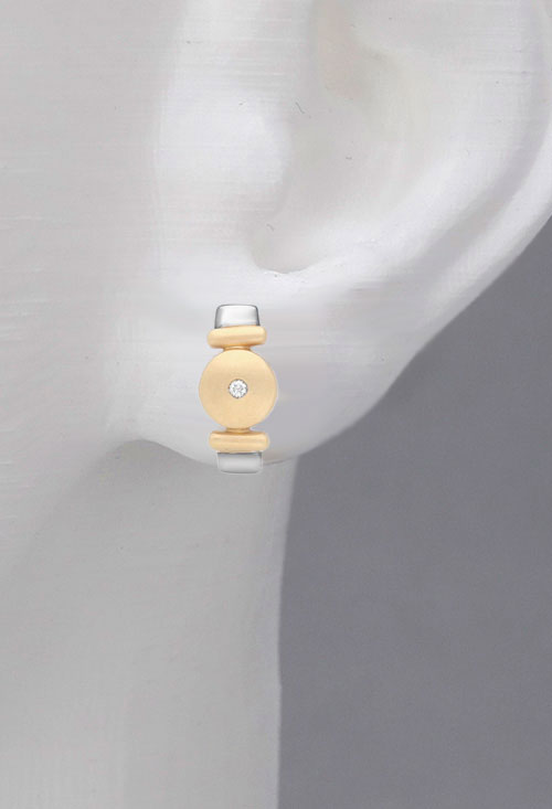 pendientes oro bicolor 18 kilates con diamante sistemas omega precio barato joyeria online foto expositor 083_AURYGEM012_02