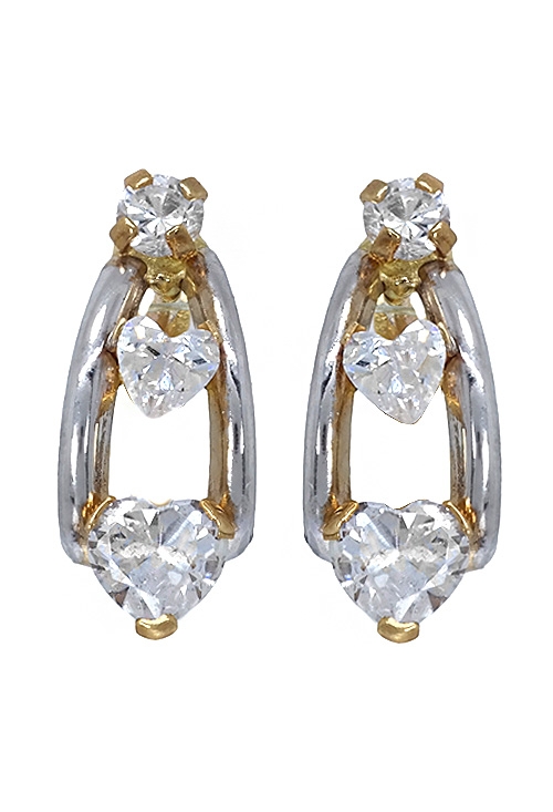 Pendientes oro bicolor 18 ktes y circonitas 146_K185-0
