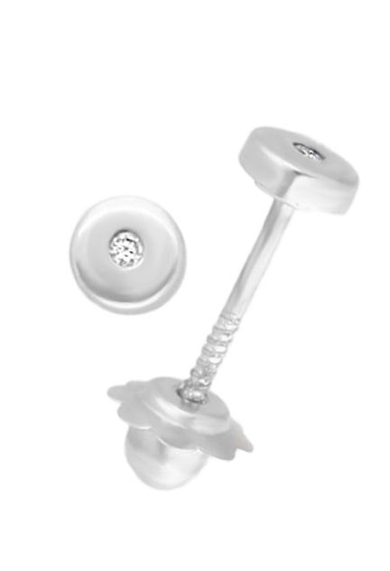 pendientes oro blanco 18 kilates con diamante indicados para bebe foto sistema de rosca