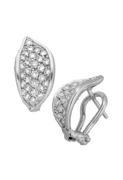 pendientes oro blanco 18 kilates con diamantes diseño forma de hoja precio especial barato en joyeria online foto lateral