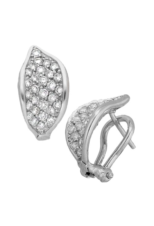 pendientes oro blanco 18 kilates con diamantes diseño forma de hoja precio especial barato en joyeria online foto lateral