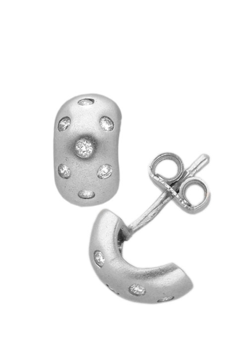 pendientes oro blanco 18 kilates con diamantes forma de tripa con brillantes engastados a ras superficie matizada foto lateral 044_5716_01