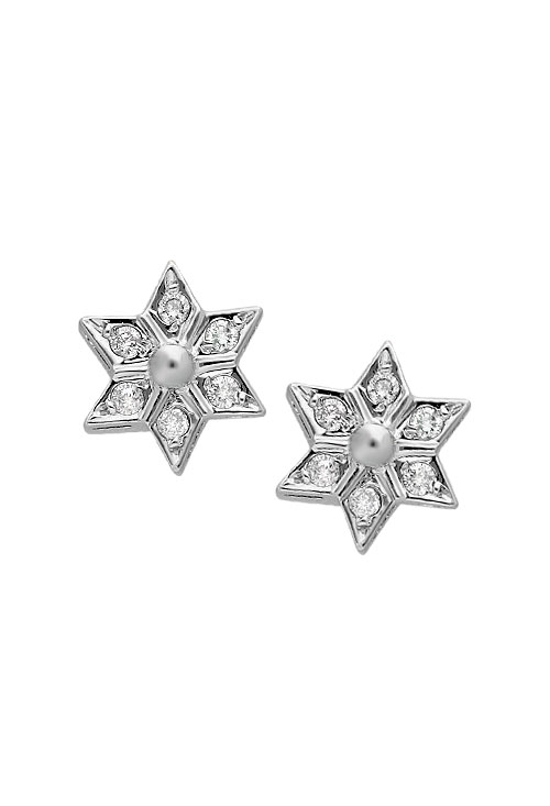 pendientes oro blanco 18 kilates con diamantes forma estrella cinco puntas precio barato para venta en joyeria online foto frontal 192_Z1323