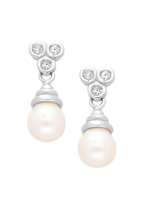 Pendientes oro 1ª ley 750 mmas. (18 k.) con diamante largos oro blanco rfcia.025_B-02675