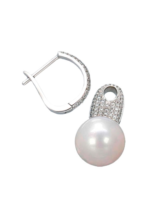 pendientes oro blanco 18 kilates con diamantes y perlas cultivadas foto componentes para la joyeria online mas barata