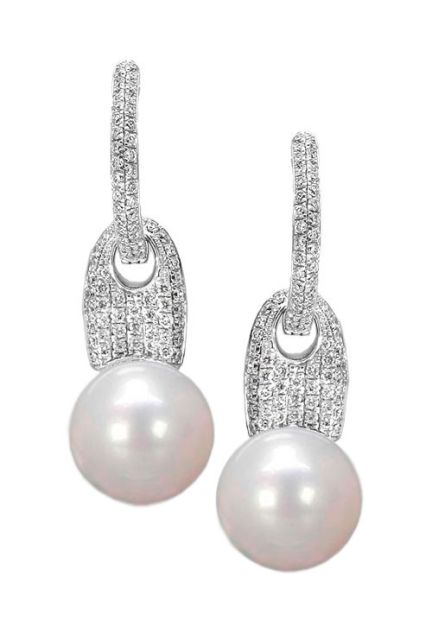 pendientes oro blanco 18 kilates con diamantes y perlas cultivadas foto principal para la joyeria online mas barata
