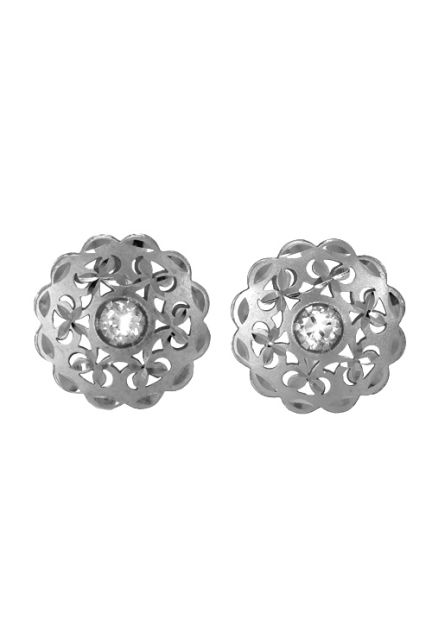 pendientes oro blanco 18 ktes tipo roseta cordobesa vista frontal 234_2498-OB