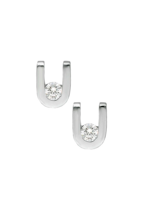 pendientes oro blanco forma de u con diamante foto frontal precio barato joyeria online 025_B-02668