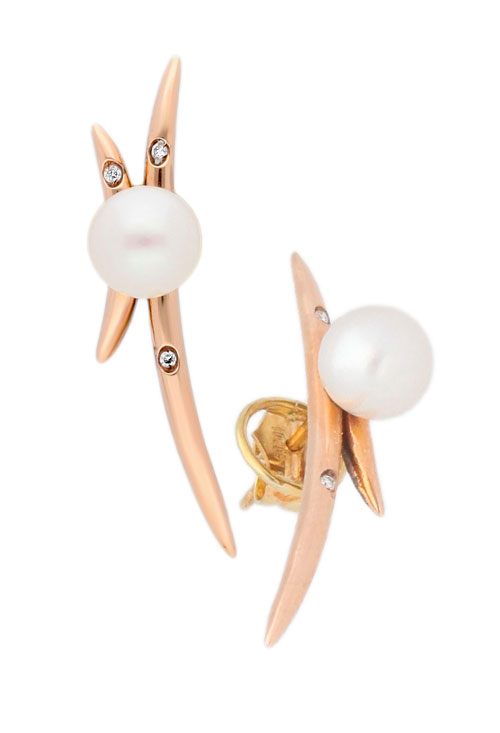 pendientes oro rosa 18 kilates con diamantes talla brillante y perlas cultivadas precio barato joyeria online foto lateral 007_13604-3_01