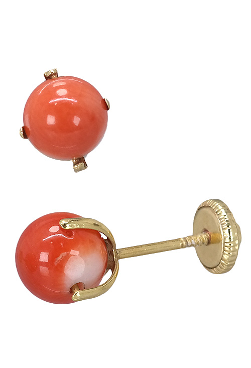 pendientes para bebe coral y oro ley 18 kilates vista lateral precio barato joyeria online 197_0258-C_01