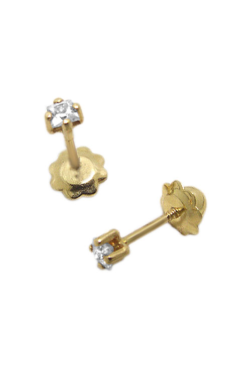 Pendientes dormilona oro 1ª ley 750 mmas. (18 k.) con piedras oro amarillo rfcia.234_2851