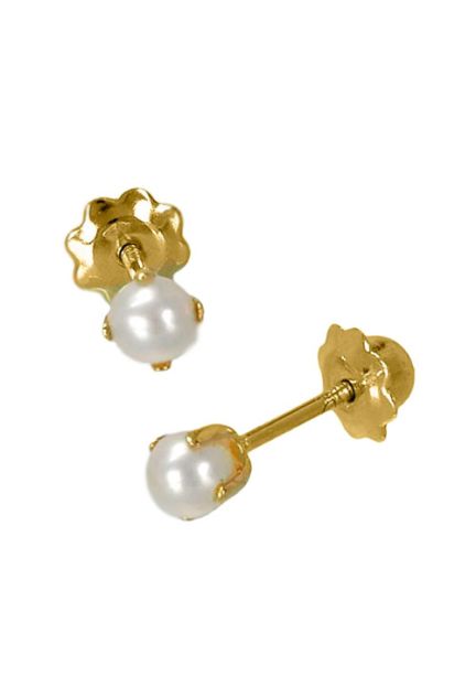 pendientes para niña perla cultivada con oro amarillo 18 kilates tornillos precio barato joyeria online vista lateral 026_1192_01