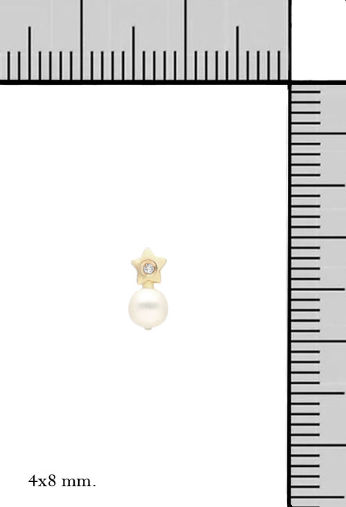 pendientes para recien nacida o nina pequena perla cultivada y diamante sobre oro amarillo 18 ktes foto medidas 099_1481_M