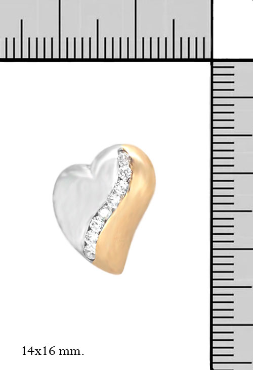pendientes plata bicolor con circonita corazones medidas 132_71151-Pb_M