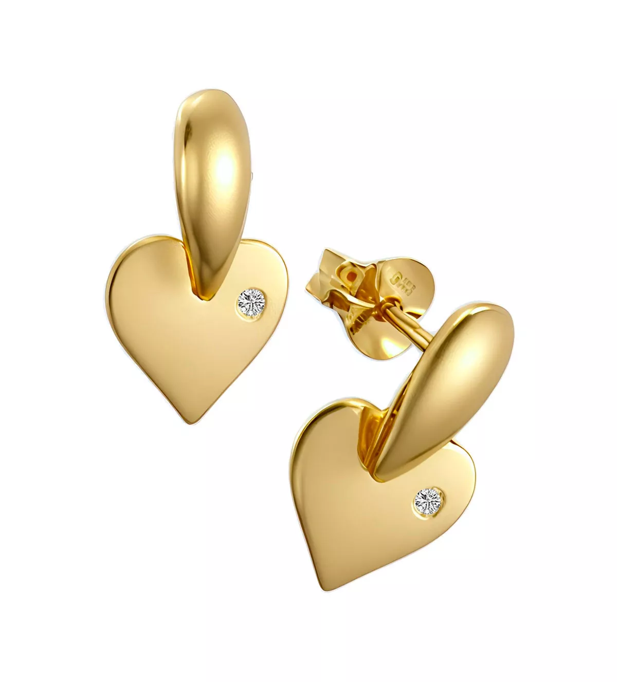 pendientes de plata chapada love dor vista presion