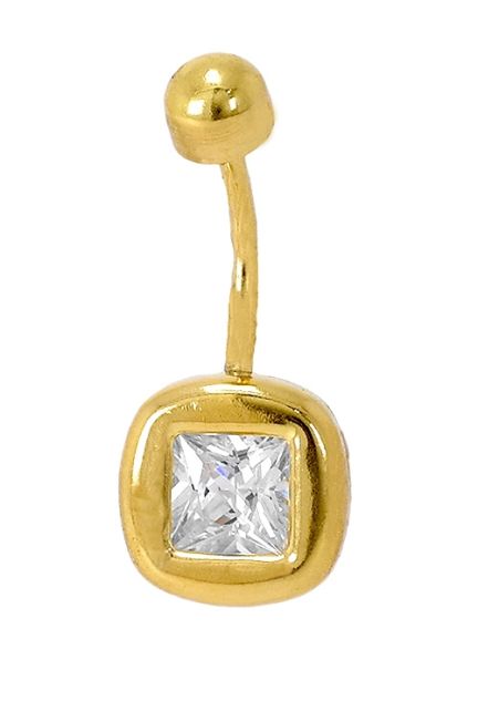 Piercing oro 18 ktes y circonita cuadrada para ombligo joyas de mujer a precios baratos 140_PI-3.000