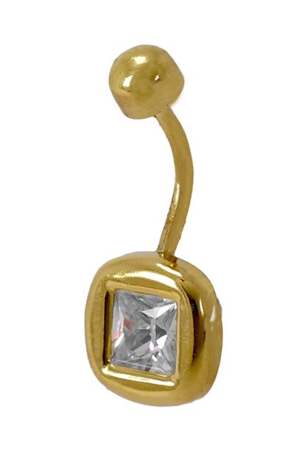 Piercing oro 18 ktes y circonita cuadrada para ombligo venta online a precios baratos 140_PI-3.000