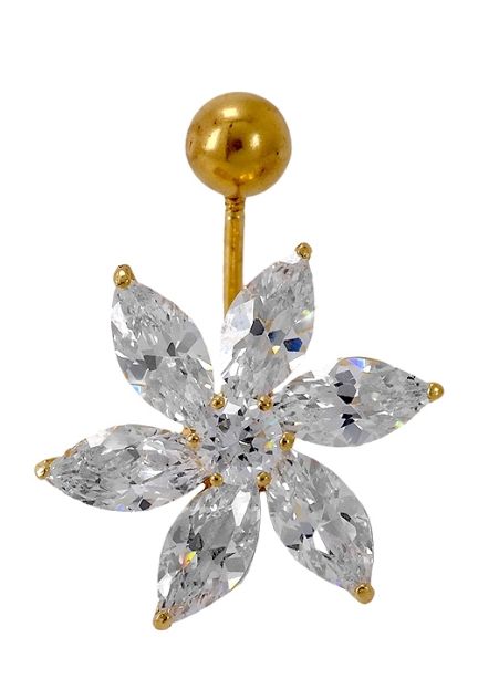 piercing oro 18K para ombligo flor de circonitas a precios baratos