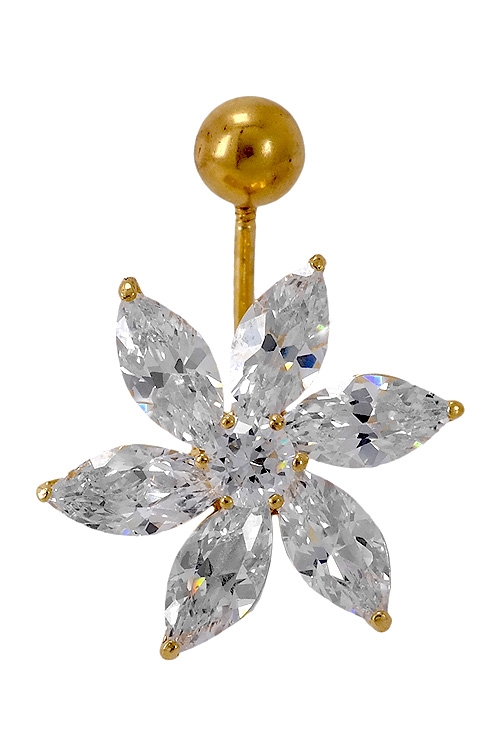 piercing oro 18K para ombligo flor de circonitas a precios baratos