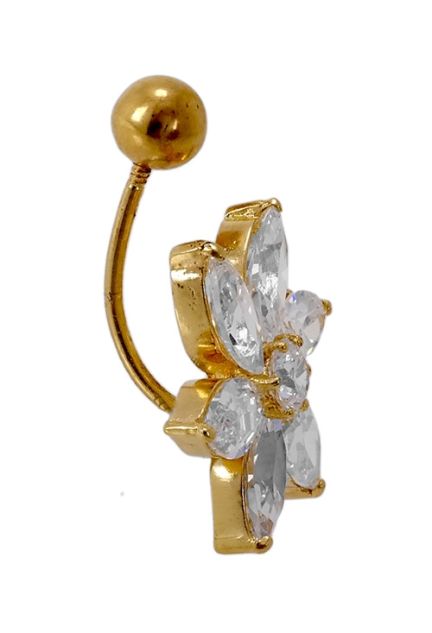 venta online piercing oro 18K para ombligo flor de circonitas joyas de mujer a precios baratos