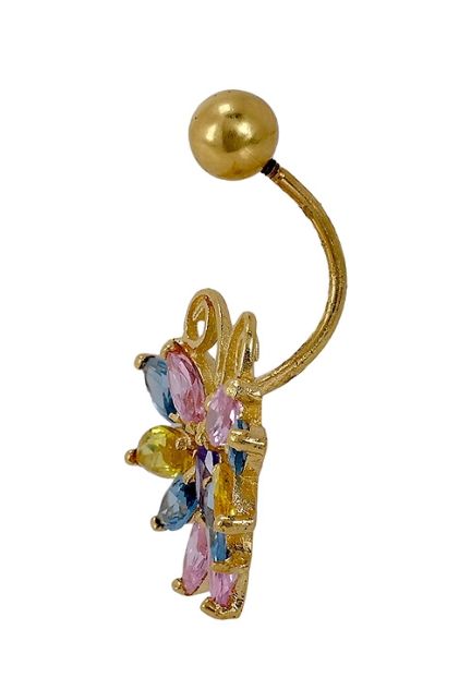 joyas de mujer Piercing oro para ombligo mariposa de circonitas color