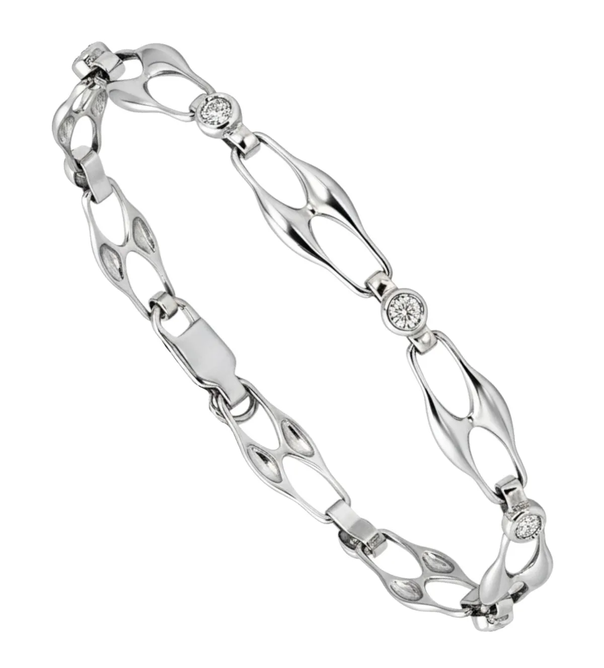 pulsera de blanco 18k con diamantes naturales talla brillante eengastados en boquillas 192_Z4523