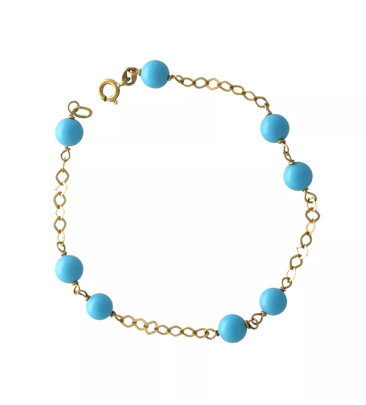 Pulsera de oro 18k con bolas de turquesa