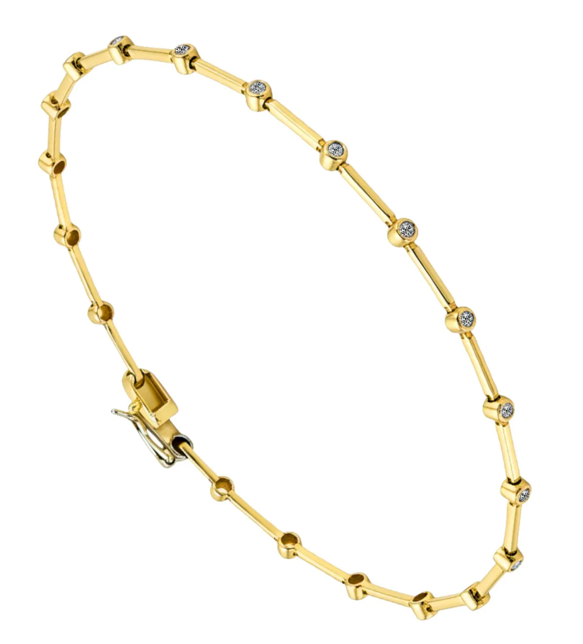 pulsera de oro amarillo 18k con diamantes engastados en chatones de 3mm de dm. 100 T068OA