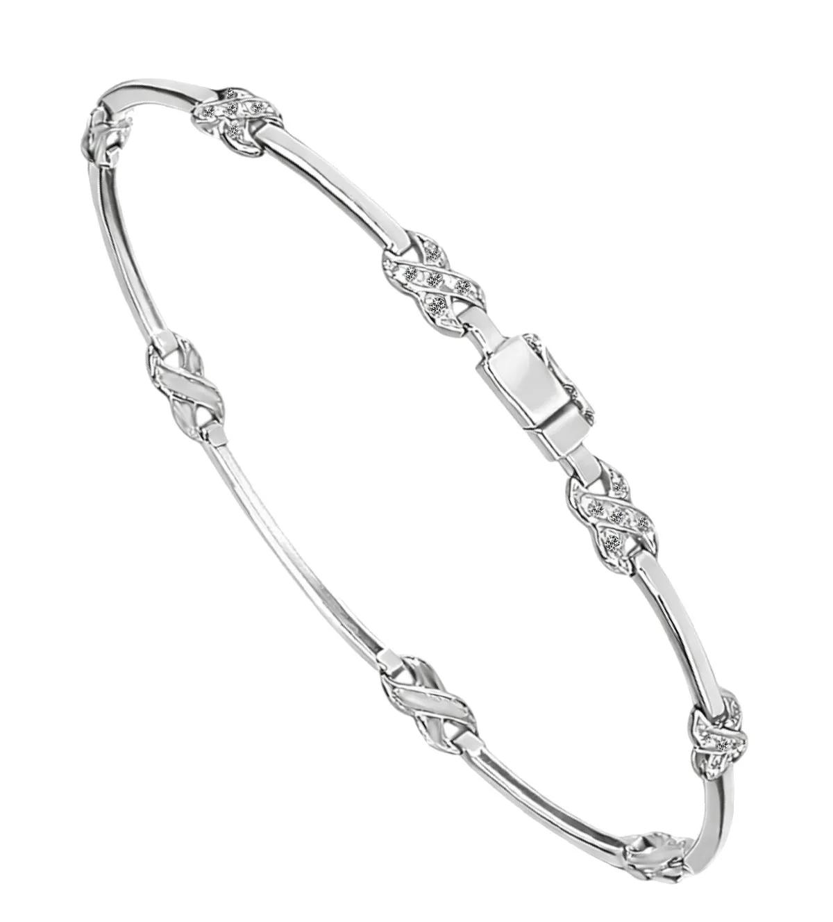 pulsera de oro blanco 18 ktes con entrepiezas trenzadas de brillantes 139 0429 PU