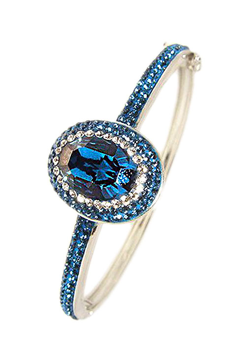 pulsera aro rigido con cristales swarovski color azul