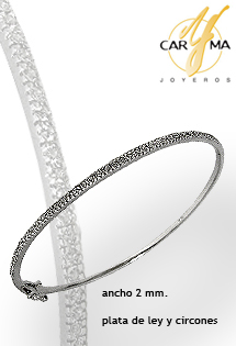 Pulsera plata ley con piedras rigida rfcia.042_A066-PL