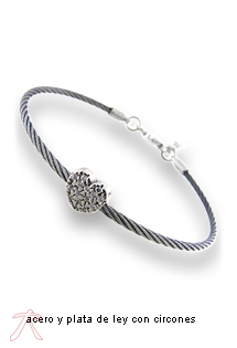 Pulsera plata ley con piedras rigida rfcia.200_22CORAZON